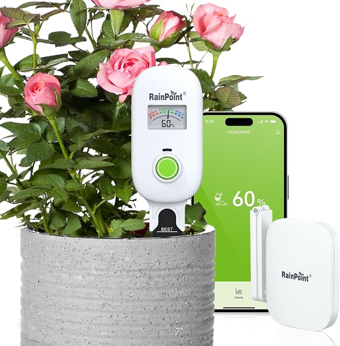 RAINPOINT Visual Gauge Digital Smart Wireless Plant Moisture Meter Kit by RainPoint