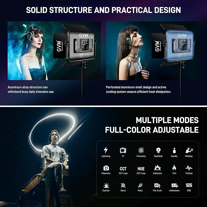 GVM RGB LED Video Light with Lighting Kits, 680RS 50W Led Panel Light with - Image 7