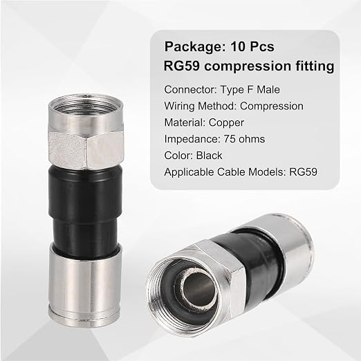 MECCANIXITY 10 Pcs F Type Coaxial Cable Compression Connectors, 75 Ohm Copper - Image 3