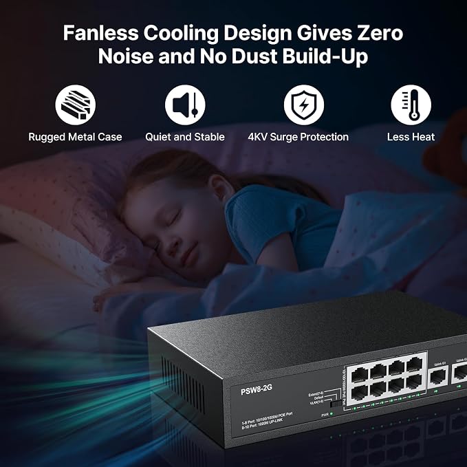 8 Port Full Gigabit PoE+ Switch - Image 4