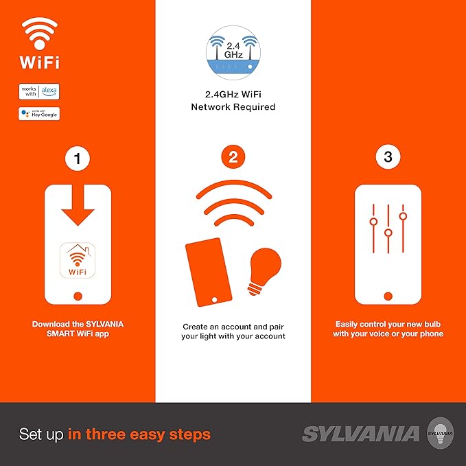 Sylvania WiFi LED Smart Light Bulb, 65W Equivalent Full Color and Tunable White - Image 2