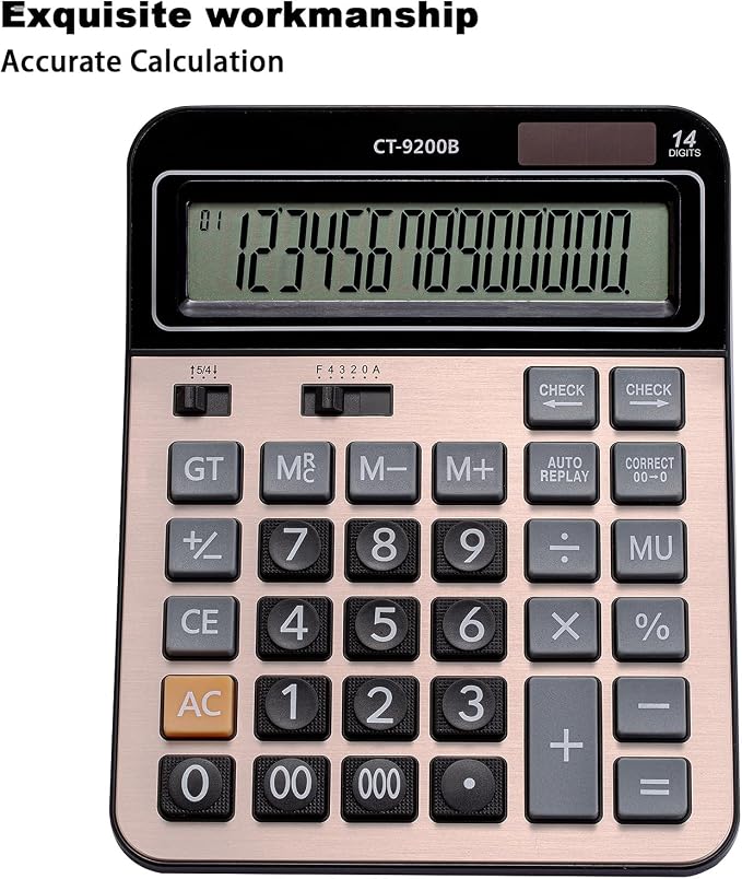 Large Computer Electronic Calculator Counter Solar & Battery Power 14 Digit - Image 3