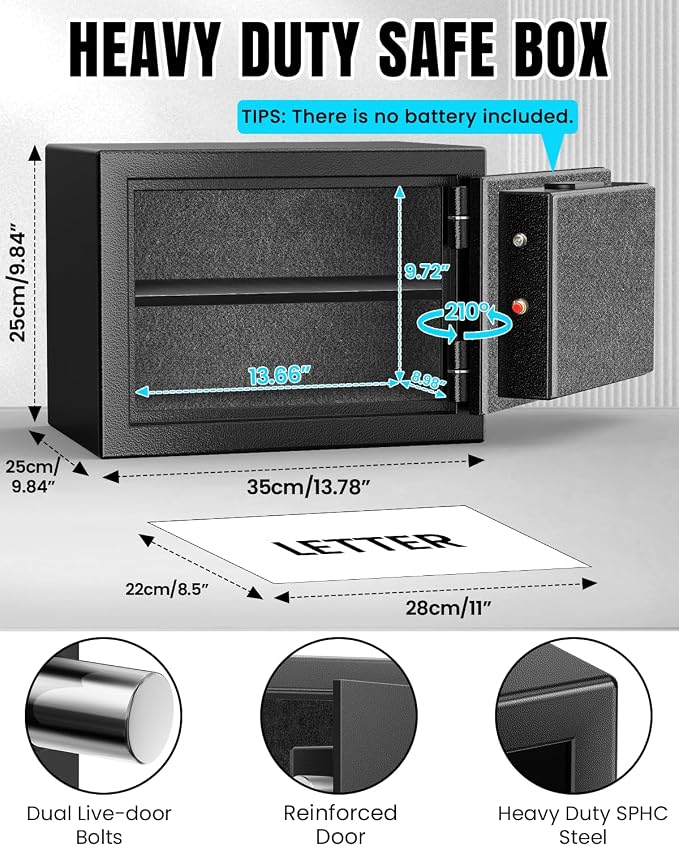 Fireproof Safe for Home, Money Safe for Cash,  Fire Proof safes for - Image 5