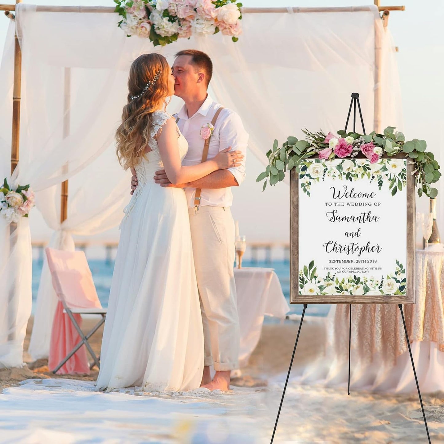 3PCS Black Easel Stand for Wedding Sign Stand, 66 Inch Lightweight Adjustable Art Easel for Display, Wedding Sign, Poster, Black Metal Easel with Portable Bags