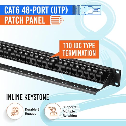 MONK CABLES | CAT6 Patch Panel | Inline | 24 Port - Image 3