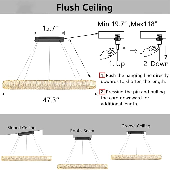 HAIXIANG Modern Crystal Chandelier Dimmable LED Long Chandeliers - Image 2