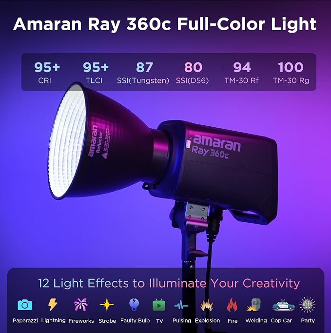 Amaran Ray 360c 360W RGBWW Full-Color LED Video Light, OmniColor Engine - Image 2