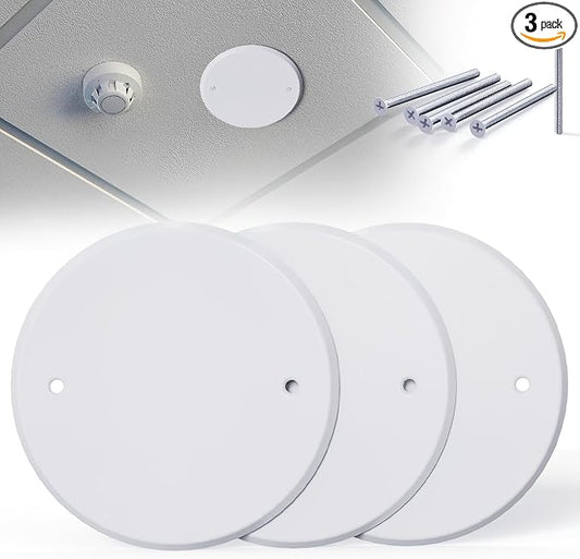 3 Pcs Smoke Detecte Cover Plate, 5 Inch Metal Round Blank Ceiling Cover Plate by Wuno