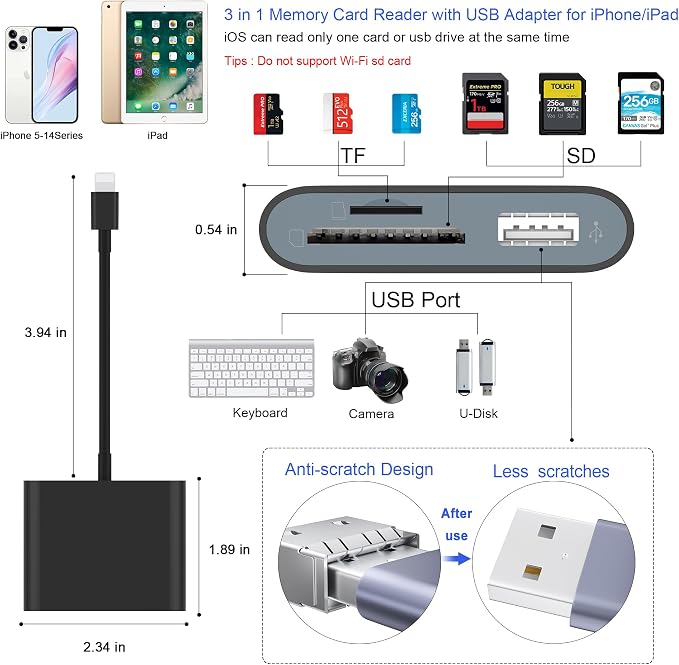 SD Card Reader, USB 3.0 Type C High Speed to SD/TF Card Adapter - Image 2
