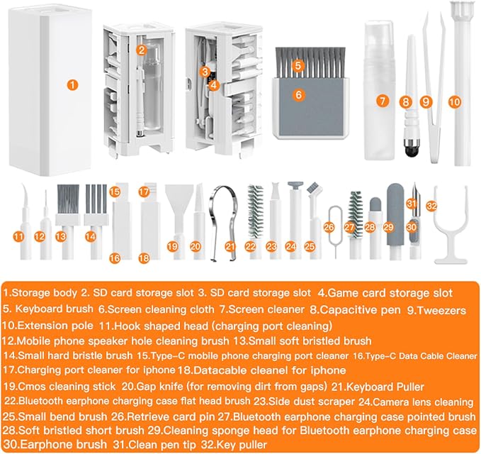 LOKEKE Multifunctional Cleaning Brush Kit, All-in-One Laptop Cleaning Tool - Image 2