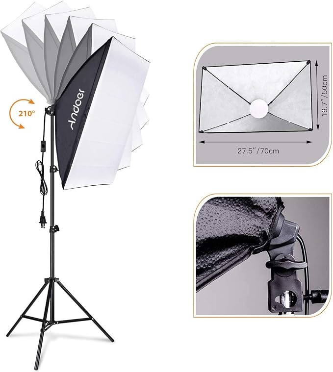 Andoer Studio Photography Light kit Softbox Lighting Set - Image 4