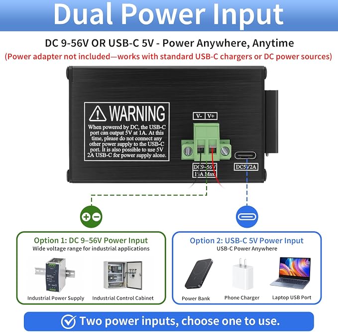 12 Port Gigabit Ethernet Switch, Unmanaged Industrial Network Switch, Dual - Image 2