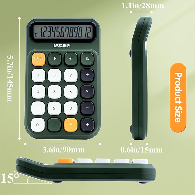 M&G Mechanical Switch Calculator, 12 Digits, Large LCD Display and Big Buttons - Image 5