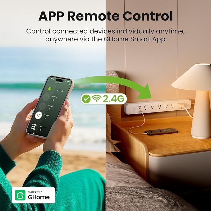 GHome Smart Power Strip 15A, 2.4G WiFi Smart plugs that work - Image 4