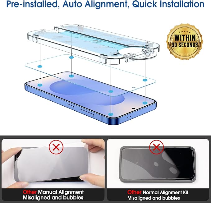 amFilm Auto-alignment OneTouch for Samsung Galaxy S25 6.2'' Screen Protector + - Image 3