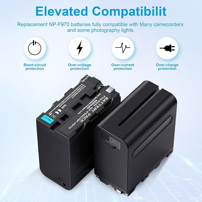 4&6 Pack NP-F970 Batteries 8900mAh and 4/6-Channel Charger Compatible - Image 2