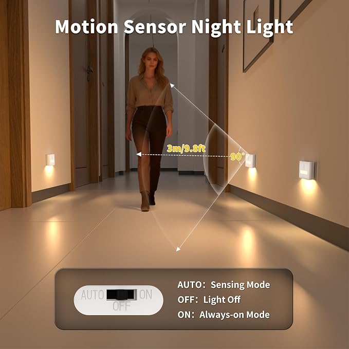 WOBSION Rechargeable Wireless Motion Sensor Stair Lights, Stick-On Wall Light - Image 2