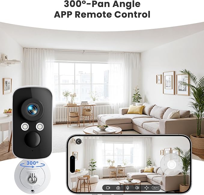 Wireless Outdoor Security Camera, 2.4G WiFi, Battery & Solar Powered, Magnetic - Image 2