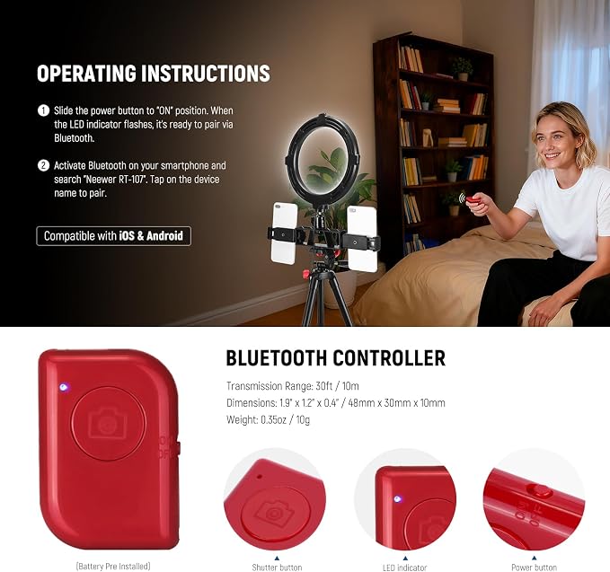 NEEWER Basics 8" Selfie Ring Light - Image 6