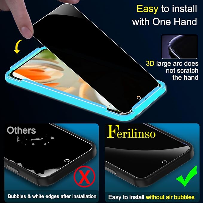 Ferilinso Full Coverage 3 Pack Privacy Screen Protector - Image 6