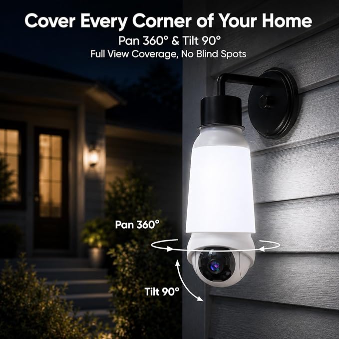 Light Bulb Security Camera, Smart AI Cam 2K HD Outdoor Lightbulb Camera - Image 4