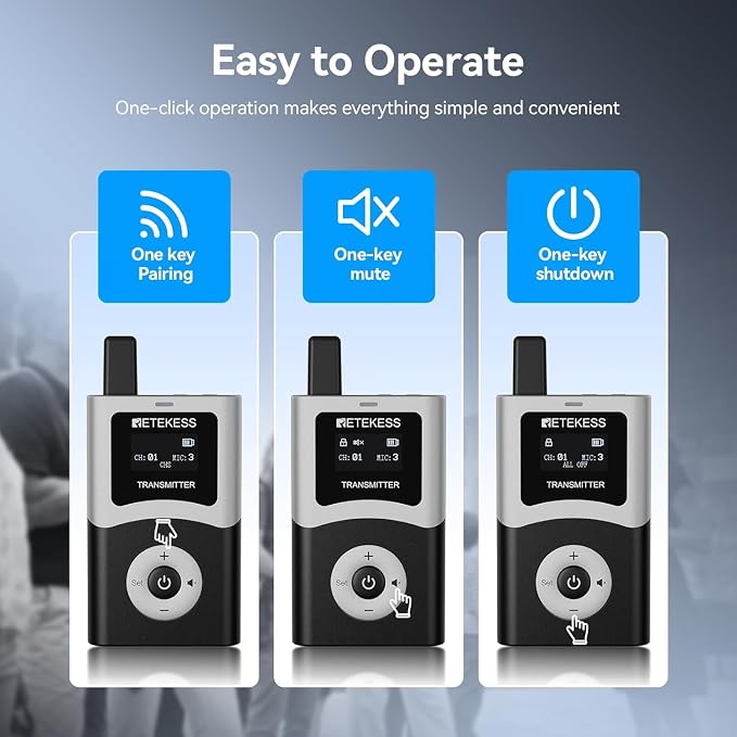Retekess T130U Wireless Tour Guide System, 200 m, HiFi U-Band Digital Sound - Image 2