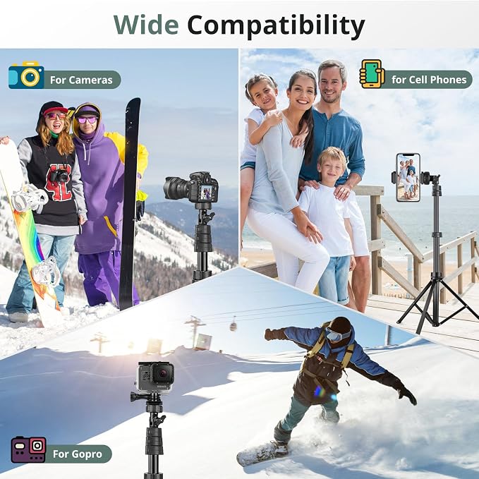 SENSYNE 72" Phone Tripod, Extendable Cell Phone Tripod Stand, Selfie Stick - Image 3