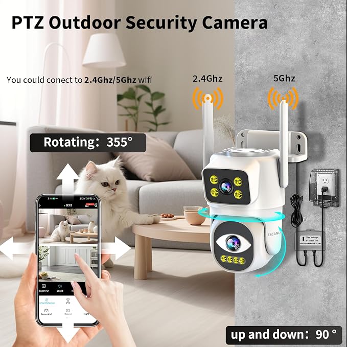ESCANU Dual Lens Security Camera Outdoor, WiFi Camera - Image 4