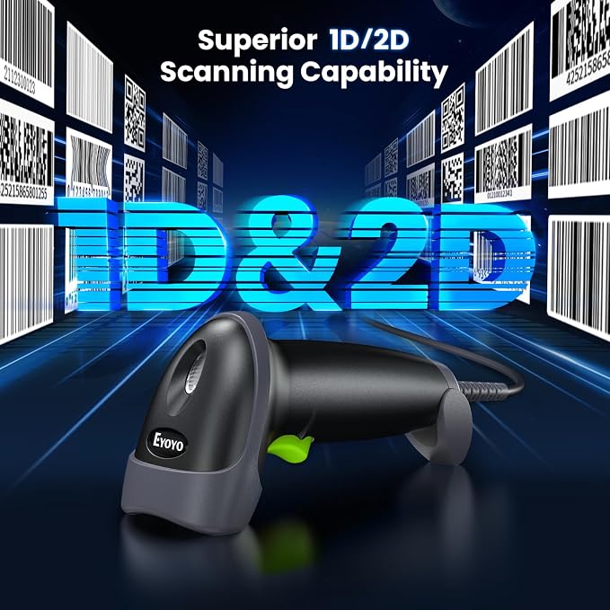 Eyoyo USB Handheld 2D QR Code Scanner, PDF417 Data Matrix Barcode Scanner - Image 6