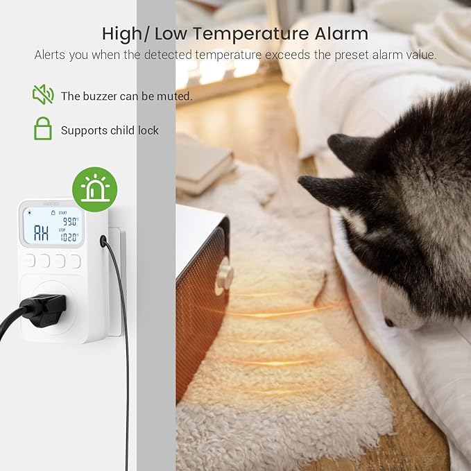 INKBIRD Plug in Thermostat 15A 1800W, Programmable Heating Cooling Digital - Image 6