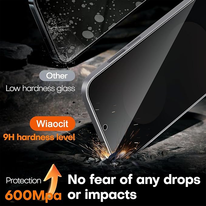 Wiaocit 3 Pack Tempered Glass Privacy Screen Protector - Image 3