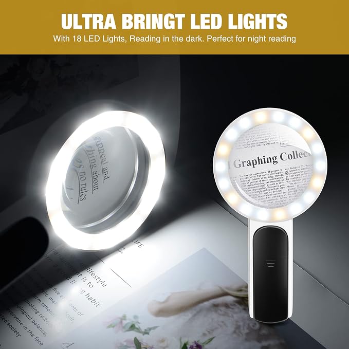 Magnifying Glass with Light, High Magnification Handheld Large Magnifying Glass - Image 5