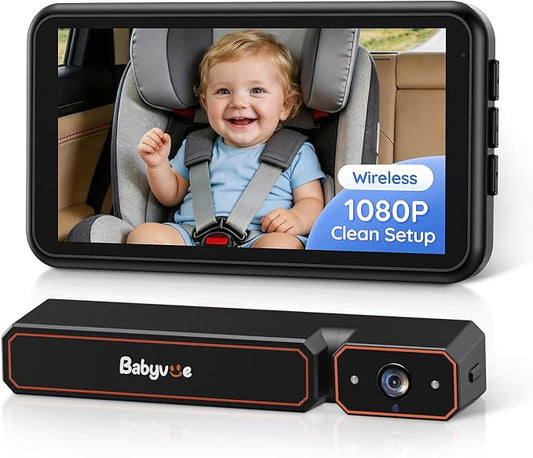 Babyvue Wireless Baby Car Camera, 5.2" Display, 1080P HD IR Night Vision by BabyVue