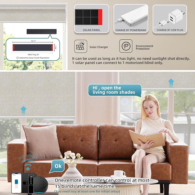 SmartWings Motorized 100% Blackout Shades Blinds, Custom Size, Cordless Window - Image 2