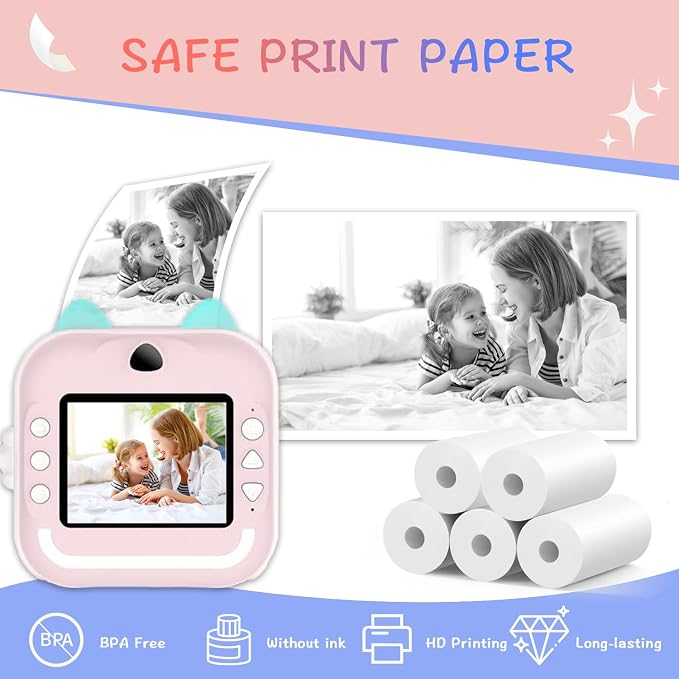 20 Rolls MIARALA Instant Print Kids Camera Paper Roll Refill, HD Print Paper - Image 2