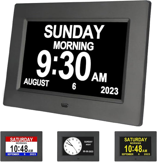 7-Inch Digital Alarm Clock. Displays Time, Day and Month.Features 12 Alarm by Golony