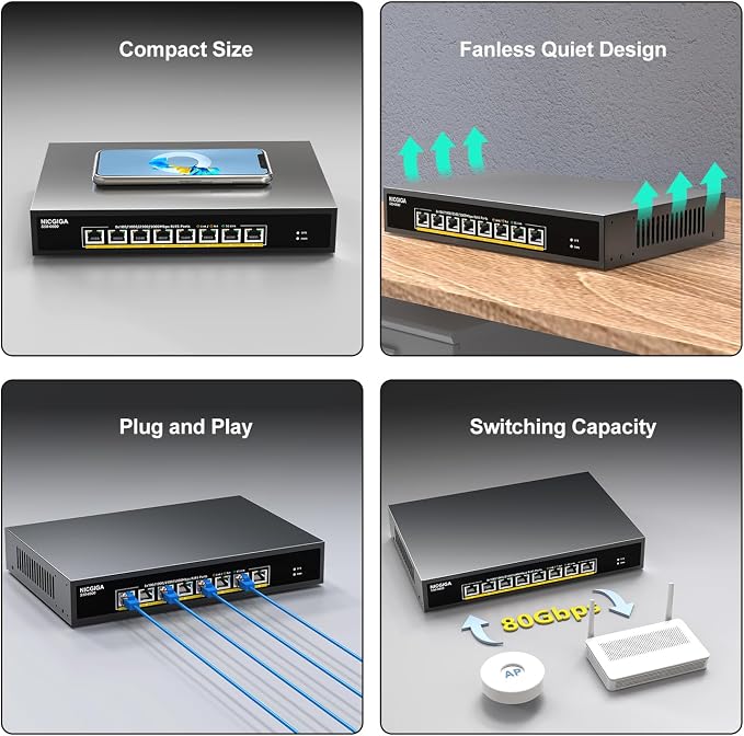8 Port 5G Ethernet Switch Unmanaged, - Image 5