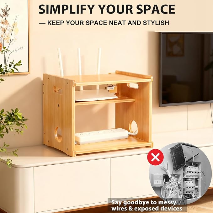 Fullin Upgrade WiFi Router Storage Box Hider, Large Capacity Projector Shelf - Image 4