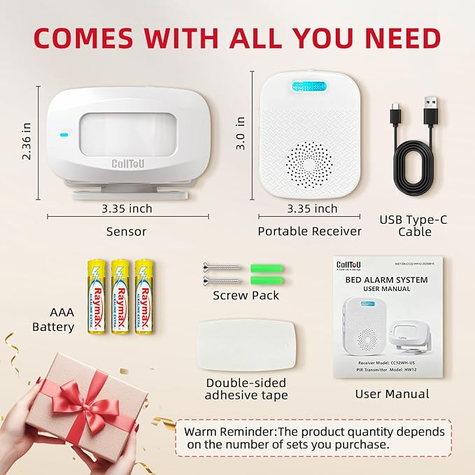 CallToU Bed Alarms for Elderly/Dementia Patients who Wander, Portable Pager & - Image 9