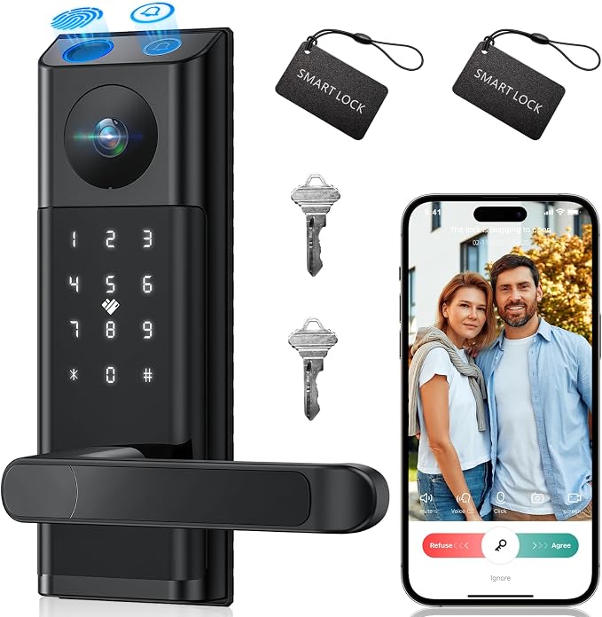 Video Smart Lock with Camera & Doorbell, 5-in-1 Keyless Entry Door Lock with by CAMCAMPSECURITY