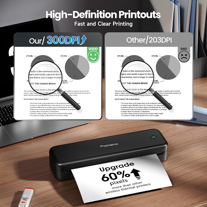 Phomemo Upgraded 300DPI Portable Printers Wireless - Image 3