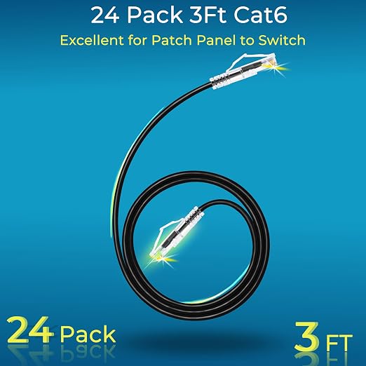 Rapink Patch Cables Cat6/ Cat6a 3ft Slim, Cat6a Ethernet Patch Cable 10G Support - Image 2