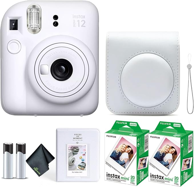 Fujifilm Instax Mini 12 Instant Camera Clay White Bundle by FUJIFILM