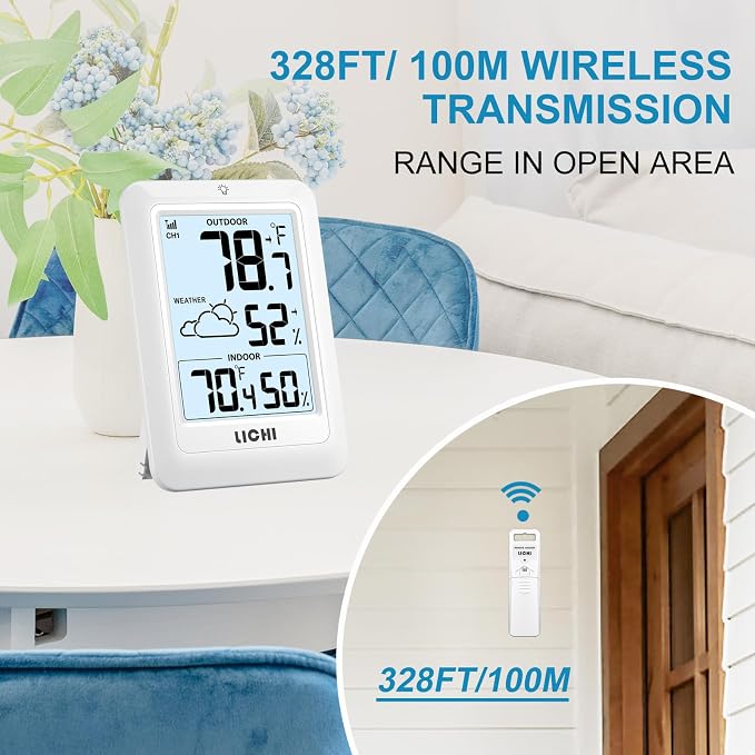 Indoor Outdoor Thermometer Wireless Weather Station, Internal External - Image 2