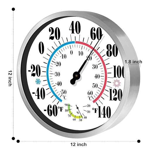 12'' Indoor Outdoor Thermometer Hygrometer - Image 5