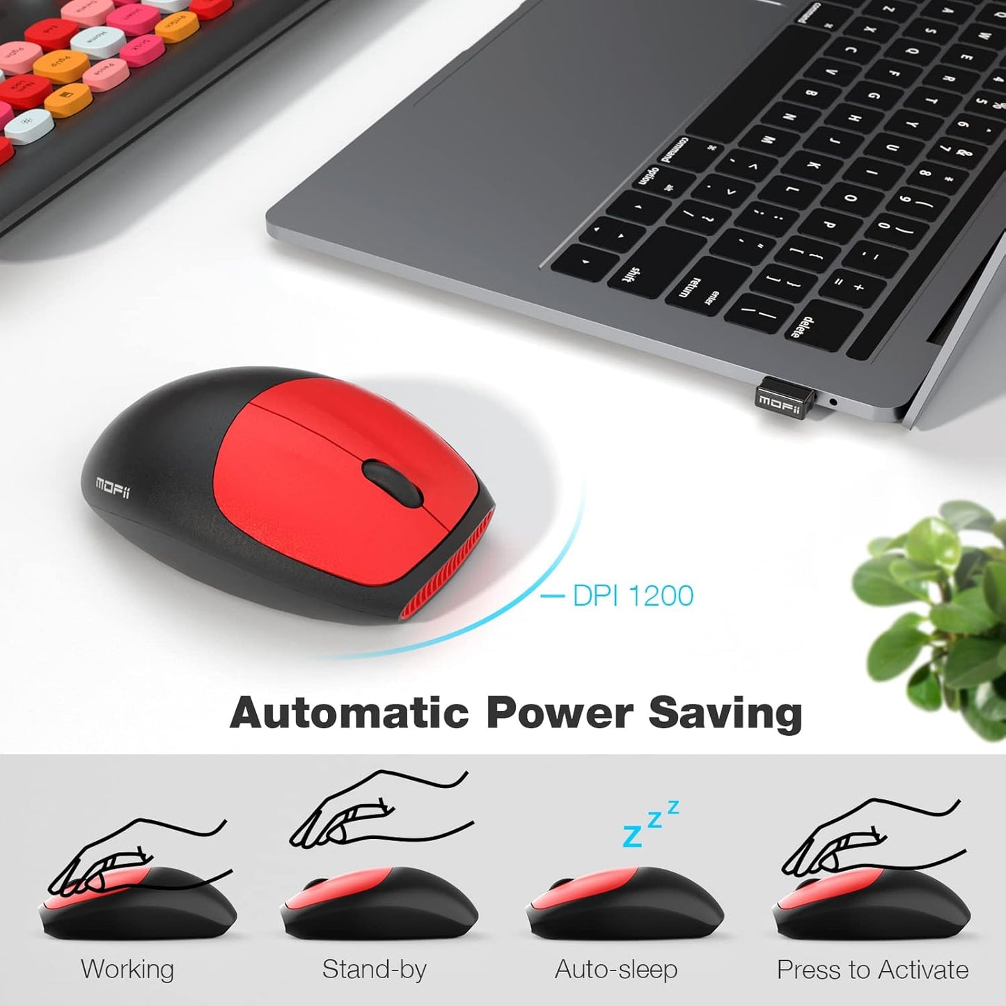 MOFII Wireless Keyboard and Mouse Combo Silent, Slim Compact 2.4G USB Full Size, Cute Keyboard 110 Keys for PC, Notebook, MacBook, Tablet, Laptop, Windows System