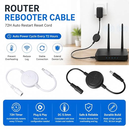 Router Rebooter Cable, 72H Auto Restart Reset Cord - Image 2
