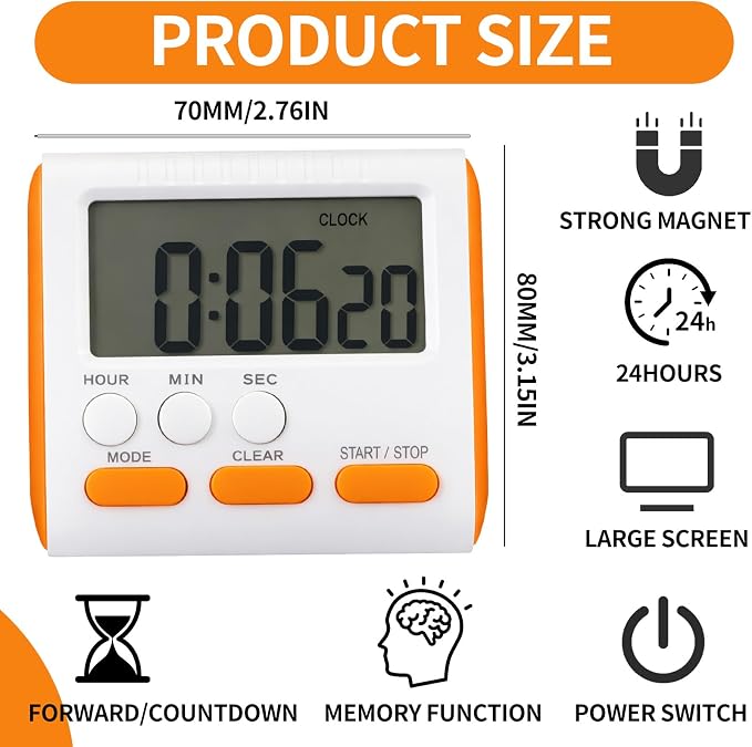 Mudder 3 Pack Digital Kitchen Timer - Image 2