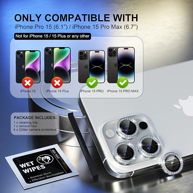 Choiche Compatible for iPhone 15 Pro/iPhone 15 Pro Max Camera Lens Protector - Image 2