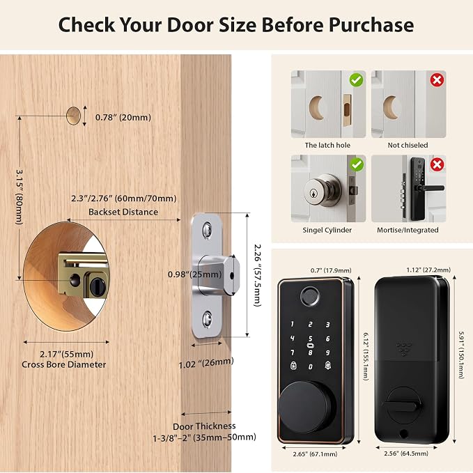 Keyless Entry Door Lock, Biquole Smart Lock, Fingerprint Door Lock | - Image 8